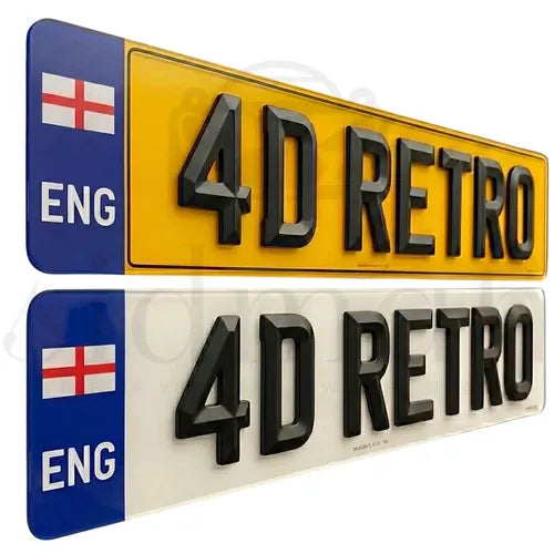 ENG Badge ROAD LEGAL Number Plates Pair 2D 3D 4D GEL GLOSS MATTE - ENGLAND FLAG
