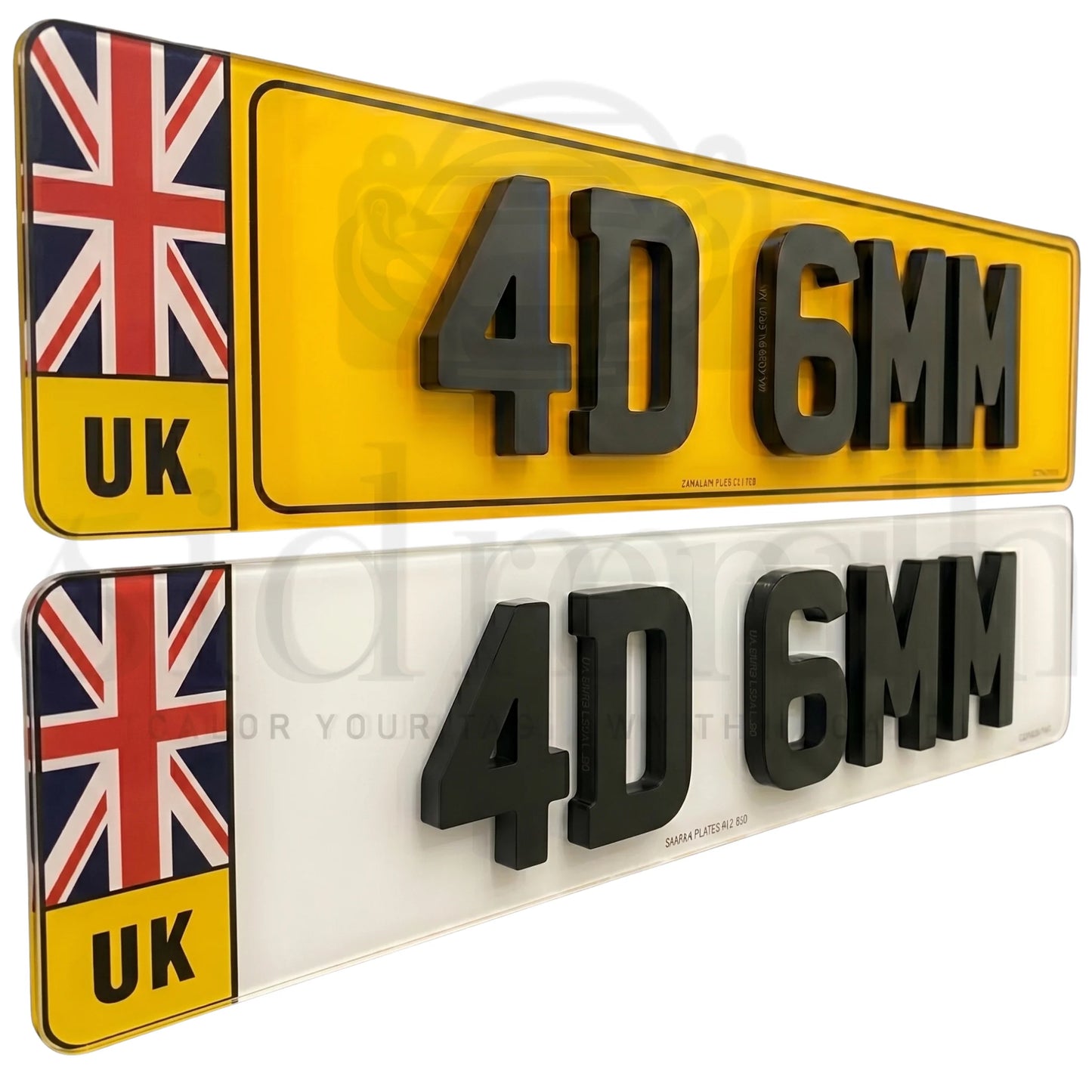UK Large Badge ROAD LEGAL NUMBER PLATES Pair 2D 3D 4D RETRO GEL GLOSS MATTE - UK