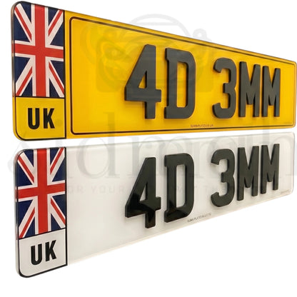 UK Large Badge ROAD LEGAL NUMBER PLATES Pair 2D 3D 4D RETRO GEL GLOSS MATTE - UK