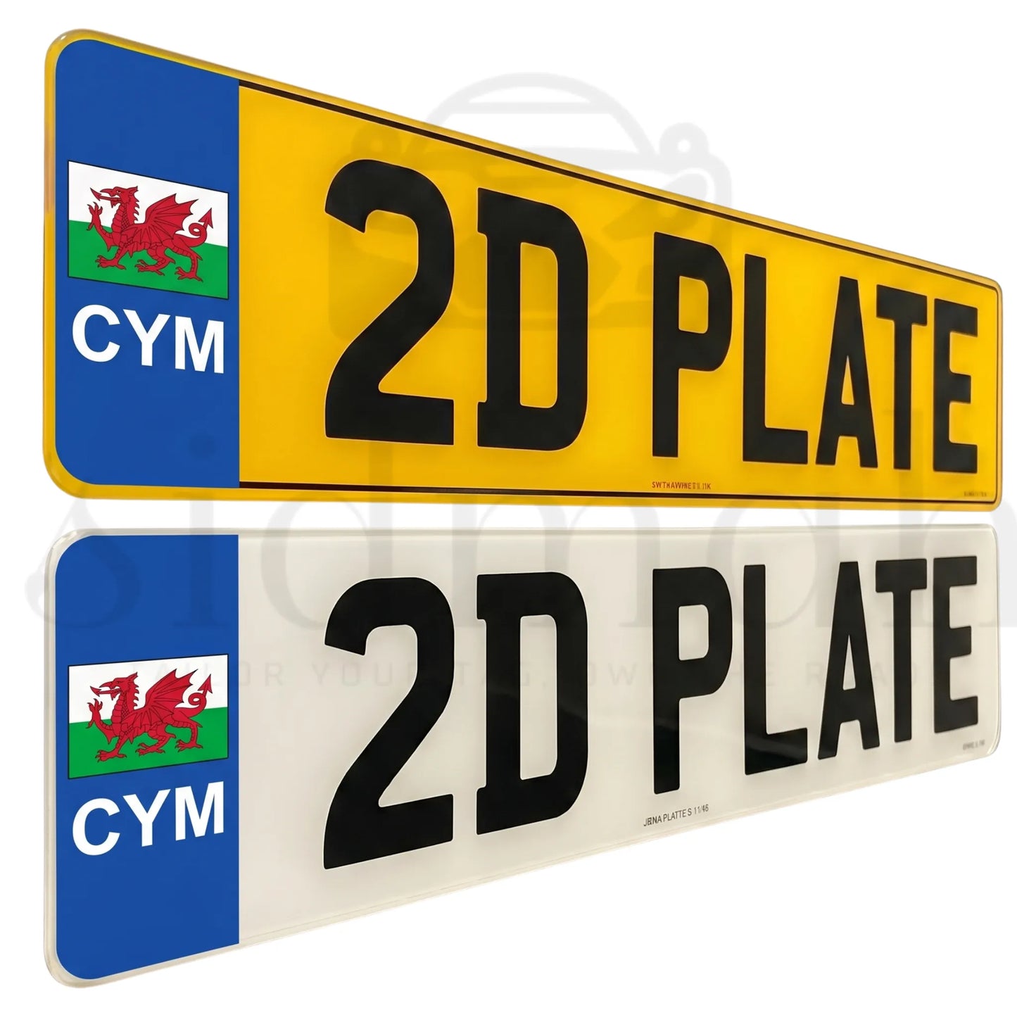 CYM Badge ROAD LEGAL Number Plates Pair 2D 3D 4D RETRO WELSH CYMRU WALES FLAG