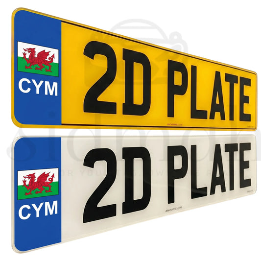 CYM Badge ROAD LEGAL Number Plates Pair 2D 3D 4D RETRO WELSH CYMRU WALES FLAG