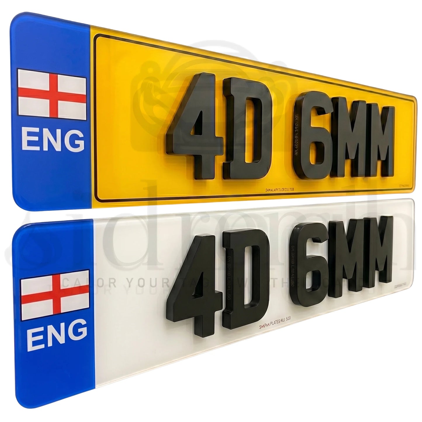 ENG Badge ROAD LEGAL Number Plates Pair 2D 3D 4D GEL GLOSS MATTE - ENGLAND FLAG