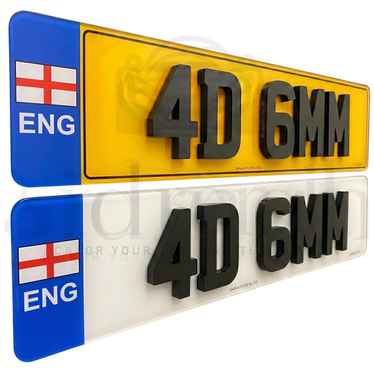 ENG Badge ROAD LEGAL Number Plates Pair 2D 3D 4D GEL GLOSS MATTE - ENGLAND FLAG