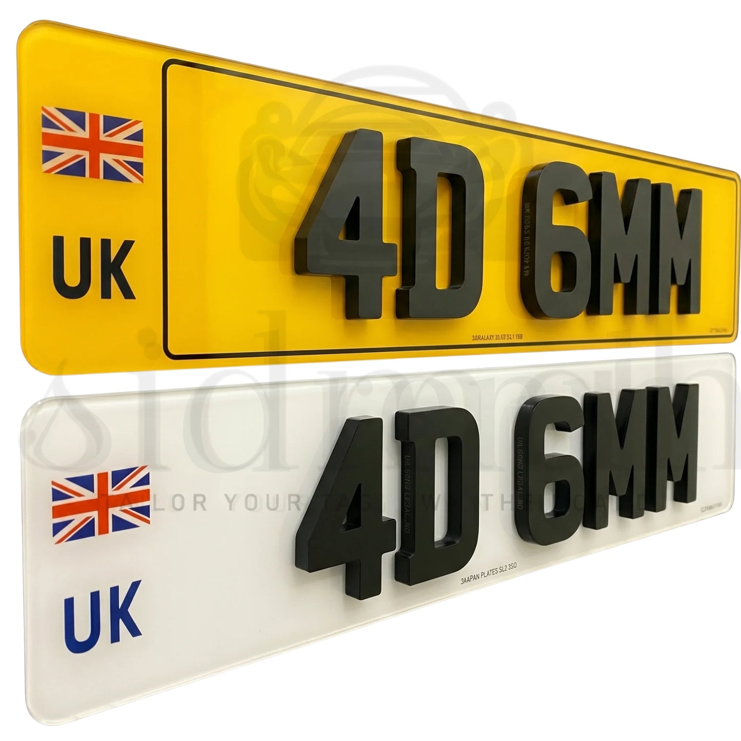 UK Badge ROAD LEGAL Number Plates Pair 2D 3D 4D GLOSS MATTE - EURO Travel Badge