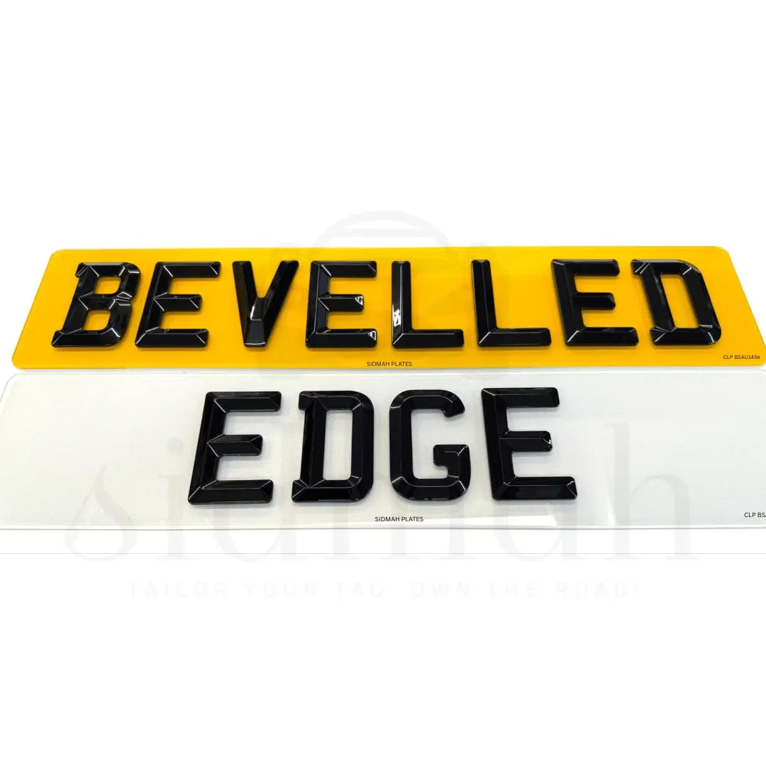 4D RETRO NUMBER PLATES in MATT and GLOSS BEVELLED DIAMOND PAIR - 100% ROAD LEGAL