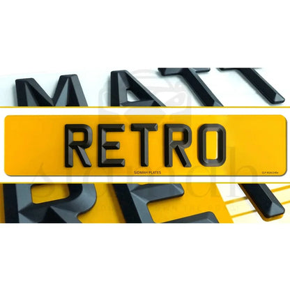 4D RETRO NUMBER PLATES in MATT and GLOSS BEVELLED DIAMOND PAIR - 100% ROAD LEGAL
