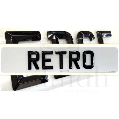 4D RETRO NUMBER PLATES in MATT and GLOSS BEVELLED DIAMOND PAIR - 100% ROAD LEGAL