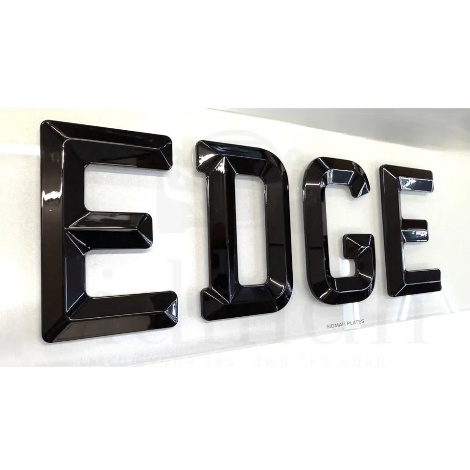 4D RETRO NUMBER PLATES in MATT and GLOSS BEVELLED DIAMOND PAIR - 100% ROAD LEGAL