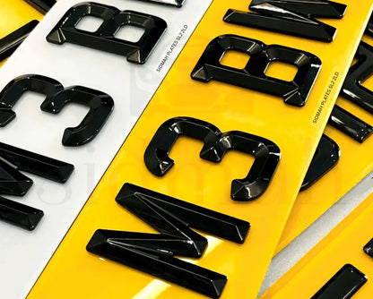 4D RETRO NUMBER PLATES in MATT and GLOSS BEVELLED DIAMOND PAIR - 100% ROAD LEGAL