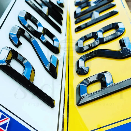 4D RETRO NUMBER PLATES in MATT and GLOSS BEVELLED DIAMOND PAIR - 100% ROAD LEGAL
