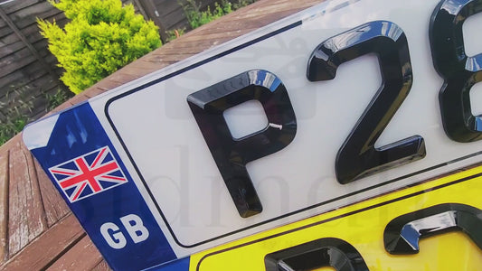 4D RETRO NUMBER PLATES in MATT and GLOSS BEVELLED DIAMOND PAIR - 100% ROAD LEGAL