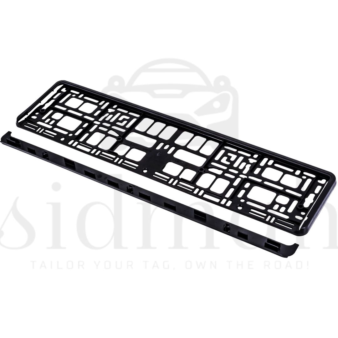 UK car registration plate holder frame black plastic