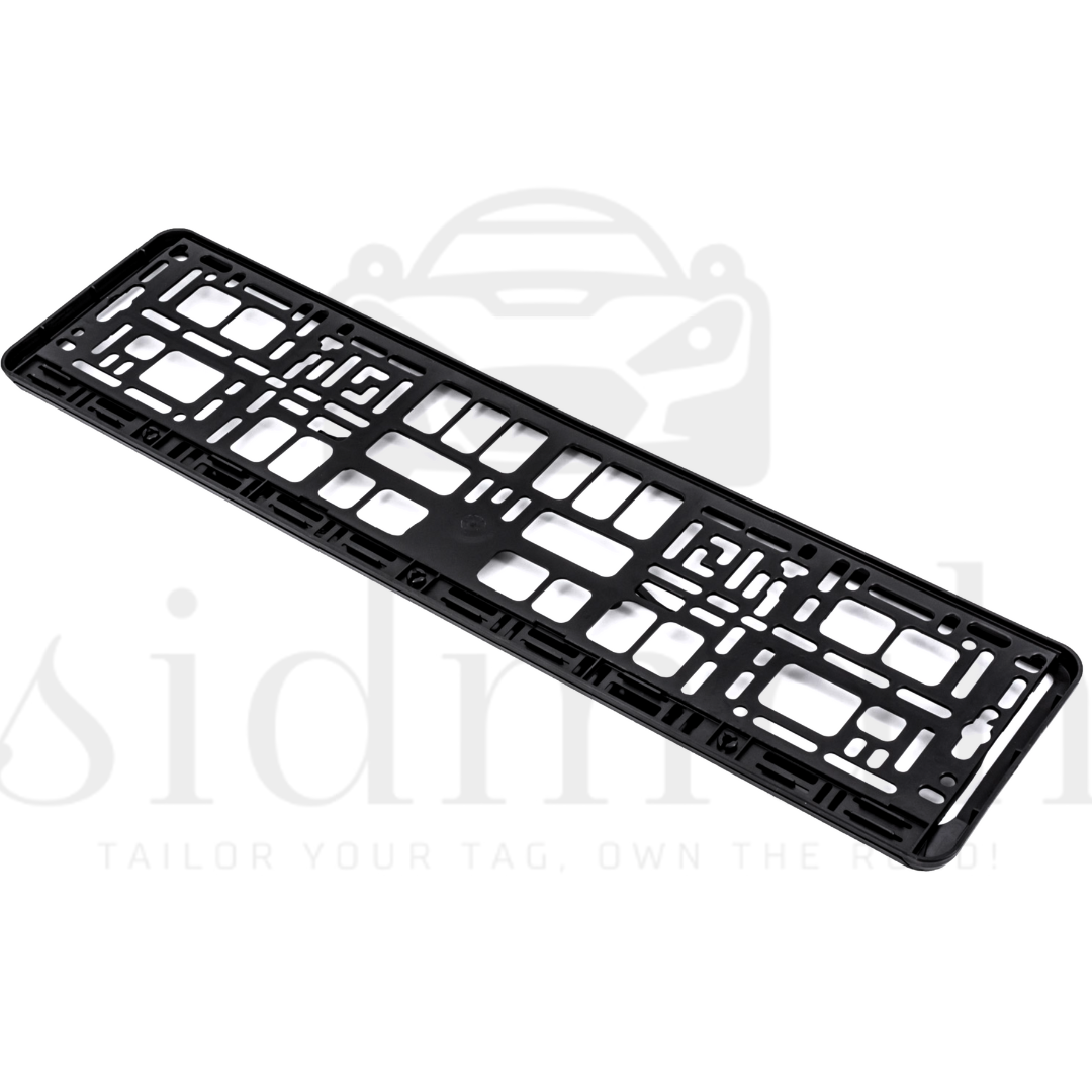 Matte black number plate holder for 520 × 111 mm UK plates